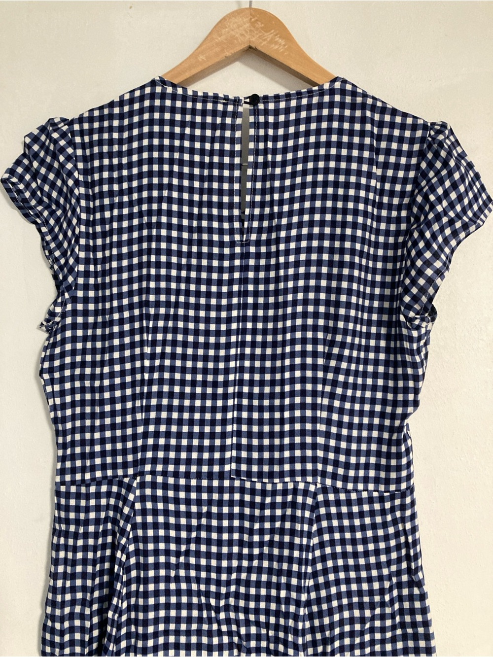 Philosophy Dress Women's Size 8 Gingham Plaid Blue White Midi Handkerchief - Picture 4 of 16